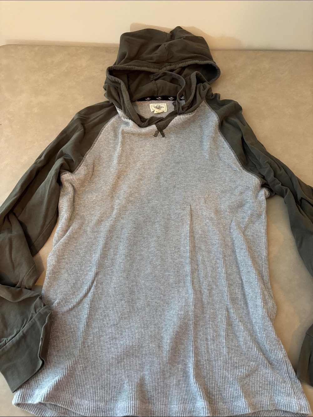 Lee Two-Tone Thermal Hooded Long Sleeve - Gray & Olive